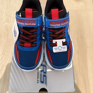 Skechers Kids Vibrant Blue and Red Sneakers